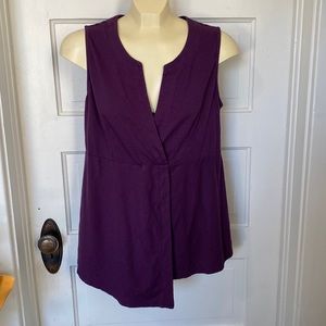 Soft Surroundings Front Wrap Hi Low Hem Popover Purple Top - M